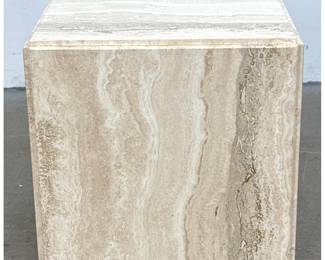 Lot 1631 Small Travertine Cube Side Table Pedestal.