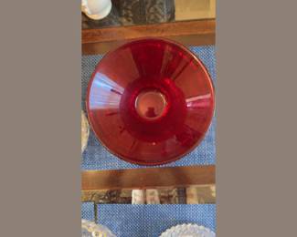 138rubyredglassbowl