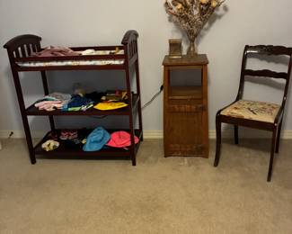 Changing Table, Antique Smoker Stand, Mahogany side chair