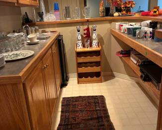 Bar ware, Christmas dishes, wood wine rack