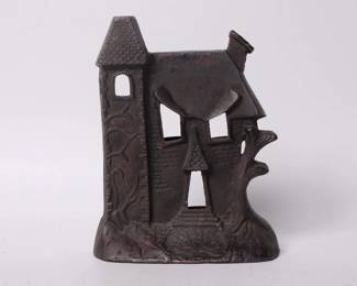 Vintage Cast Iron Haunted House Halloween Doorstop
