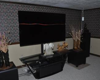 Large TV, Speakers and Stand