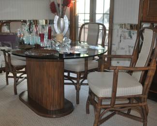 Pedistal Table with Glass Top and Chairs