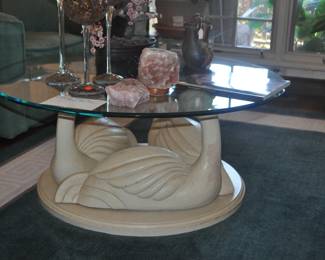 Glass Top with Swan Base Coffee Table