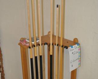 Cue Sticks and Holder 