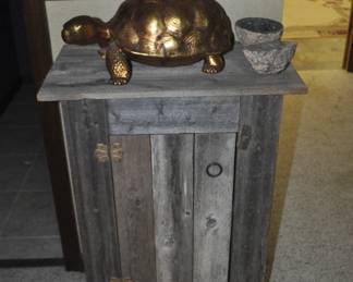 Wood Cabinet, Golden Turtle and Geodes