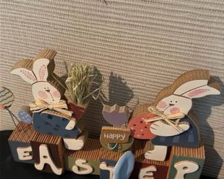 Wooden Easter Bunny Block Sign
