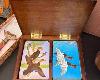 Wooden Box with Duck Playing Cards