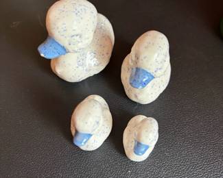 Speckled Ceramic Duck Figurines Set