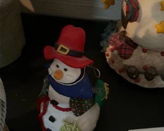 Ceramic Snowman Figurine Ornament