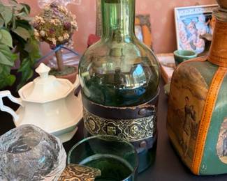 Green Glass Bottle Set