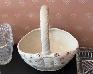 White Ceramic Basket Bowl