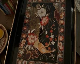 Black Floral Serving Tray