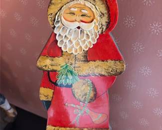 Handpainted Wooden Santa Figure