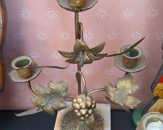 Brass Grape Candlestick Holder