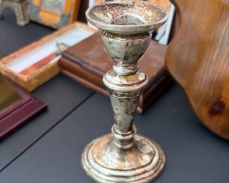 Silvered Metal Candlestick