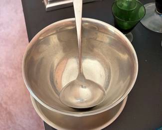 Silver-Tone Serving Bowl & Ladle