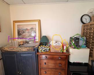 Pictures, dehumidifier, cabinets