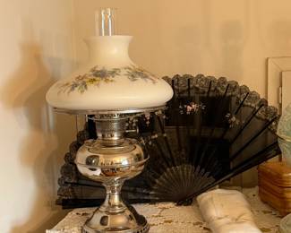 Floral Glass Oil Lamp