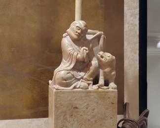 Asian Soap Stone Lamps - One of a Pair