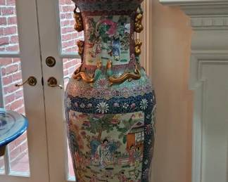 Large and Impressive Asian Floor Vase - One of a Pair