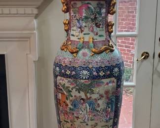 Large Impressive Asian Floor Vase - One of a Pair