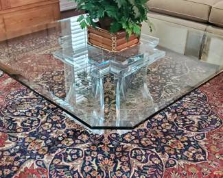 Massive Glass and Lucite Cocktail Table