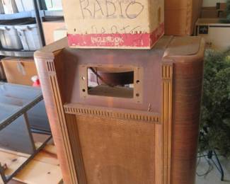 Antique Radio Cabinet and Parts