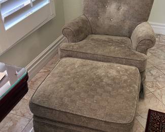 Small Upholstered Chair and Ottoman (Does not Recline)
