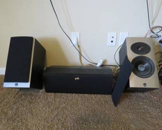Athena bookshelf speakers(pair) and Polk center channel speaker