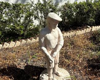 Cast Stone Young Golfer Garden Statue