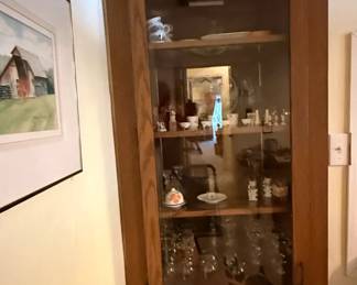 Vintage Oak Corner Display Cabinet
