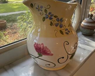 FTD HandPainted Floral Ceramic Pitcher