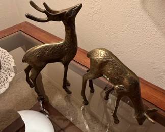 Vintage Solid Brass Deer Figurines Buck and Doe