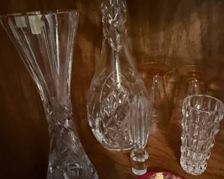 Waterford Crystal Decanter and Vase Set
