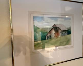 Original Watercolor Painting of a Barn by James M. K. Waldron