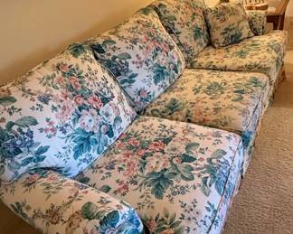 Floral Upholstered ThreeCushion Sofa