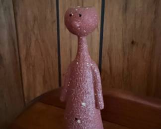 MidCentury Modern Abstract Figural Candle Holder Mauve Speckled