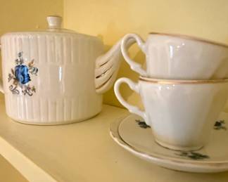 Ellgreave Wood Sons Blue Floral Ironstone Teapot Set