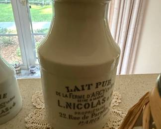 Antique L. Nicolas Lait Pur Ceramic Milk Bottle