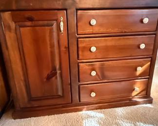 Rustic Pine Sideboard with Cabinet and Drawers