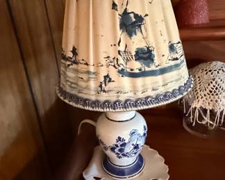 Delft Blue Style Windmill Table Lamp