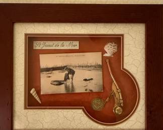 Vintage St. Jacut de la Mer Fisherman Assemblage Shadow Box