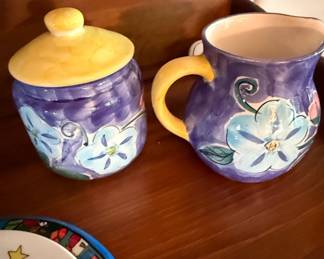 Vietri Campagna Collection Sugar Bowl and Creamer Set