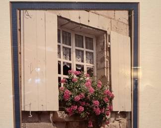 Window with Pink Geraniums Art Print