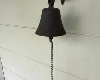 Vintage Cast Iron Farm or School Bell with Mounting Bracket and Pull Chain