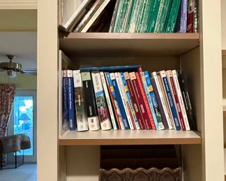 Collection of Vintage Travel Guides and Decorative Wood Organizer