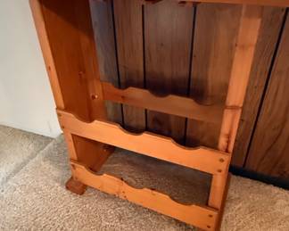 Vintage Pine Wine Rack Side Table