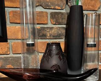 Plum Dark Purple signed vase & decor