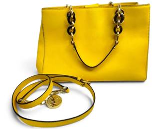 Michael Kors Yellow Purse w Detachable, Adjustable Crossbody Strap w COA
